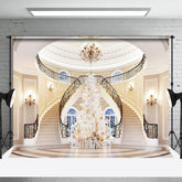 Lofaris Luxury Villa White Stairs Christmas Tree Backdrop